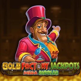 Gold Factory Jackpots Mega Moolah logo by Aurum Signature Studios Pelikioski Casino
