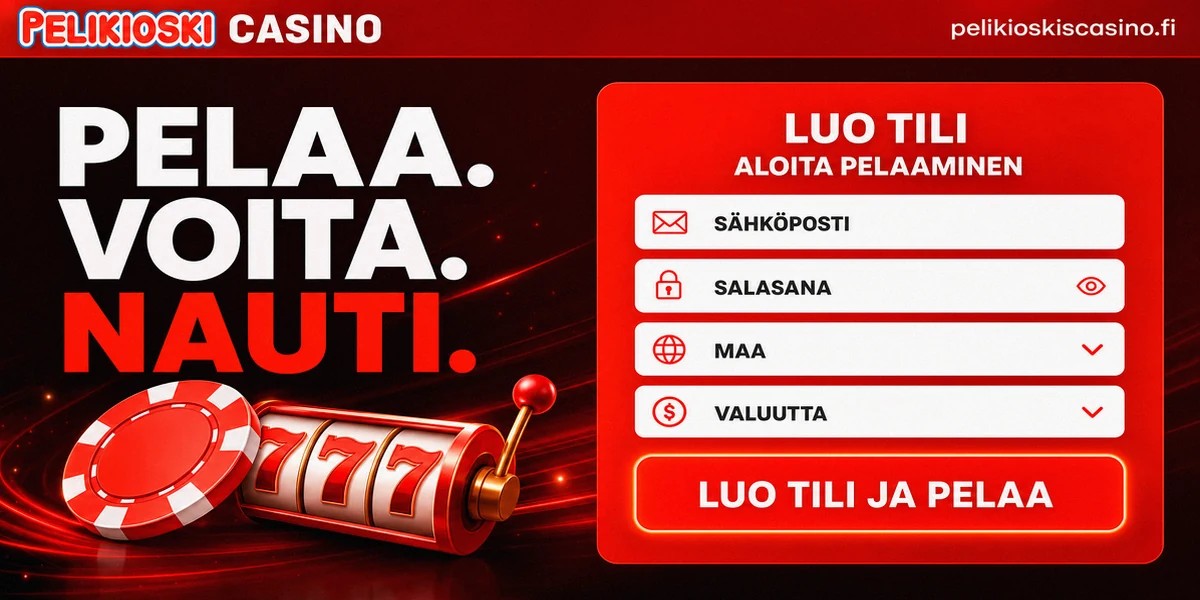 Sign-up and registration screen for Pelikioski Casino online casino, localized for FI.